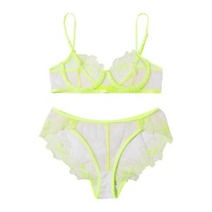 Mesh Printed Bikini Sexy Suit - Fluorescent green, M