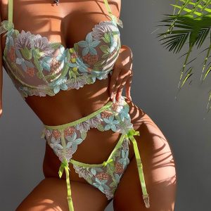 Three-point mesh lace suspenders three-piece suit