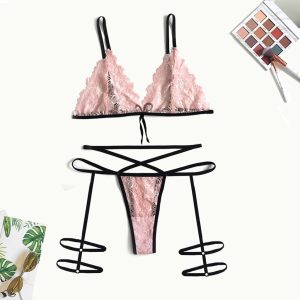 Three-point sexy bra with slight elasticity and no breast pads - Light Pink, S